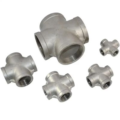 Roestvrij staal 304 201 316 Pipe Fitting Vrouwelijke draad Cross 4 Way Cross NPT BSPT BSPP Giet
