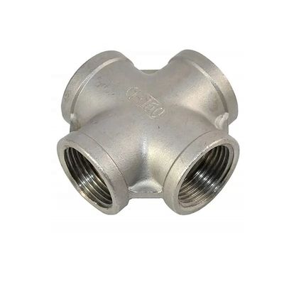 Roestvrij staal 304 201 316 Pipe Fitting Vrouwelijke draad Cross 4 Way Cross NPT BSPT BSPP Giet