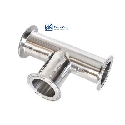 Oliewatergas 3A DIN Cylindrische kopcode SS316L 304 Sanitaire standaardklem Tee 1/4''-6