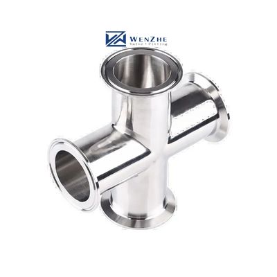 1/4''-6'' gelijk 3A DIN Sanitair Quick-Connect Cross 304 roestvrij staal 4-Way Clamp