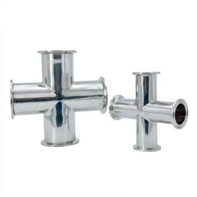 1/4''-6'' gelijk 3A DIN Sanitair Quick-Connect Cross 304 roestvrij staal 4-Way Clamp
