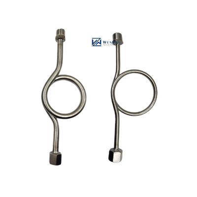 SS304 316 316L Ronde ring 6000 PSI 1/2 NPT BSPT Draaiend drukmeter Snubber Syphon Tube